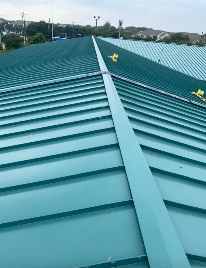 Green commercial metal roof ridge and valley for Metal Roof Repair in Mebane